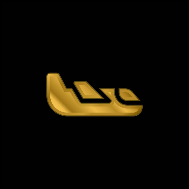 Airplane gold plated metalic icon or logo vector - Vector, Image