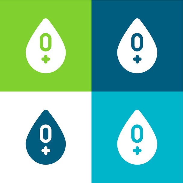 Vércsoport Lapos négy szín minimális ikon készlet - Vektor, kép