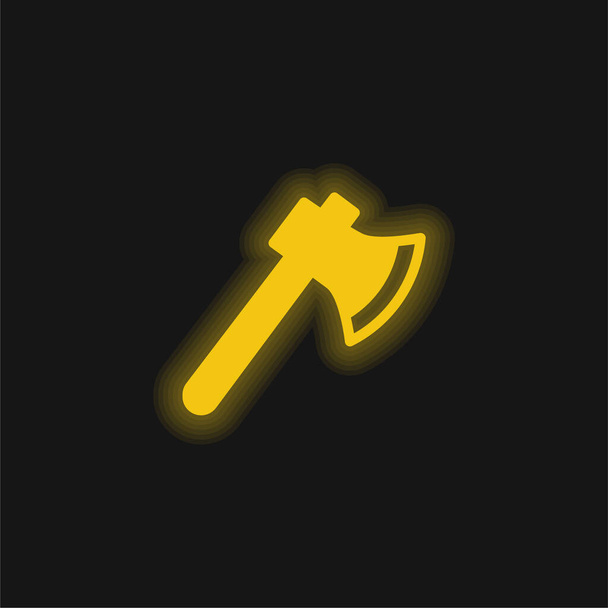 Ícone de néon brilhante amarelo Axe - Vetor, Imagem