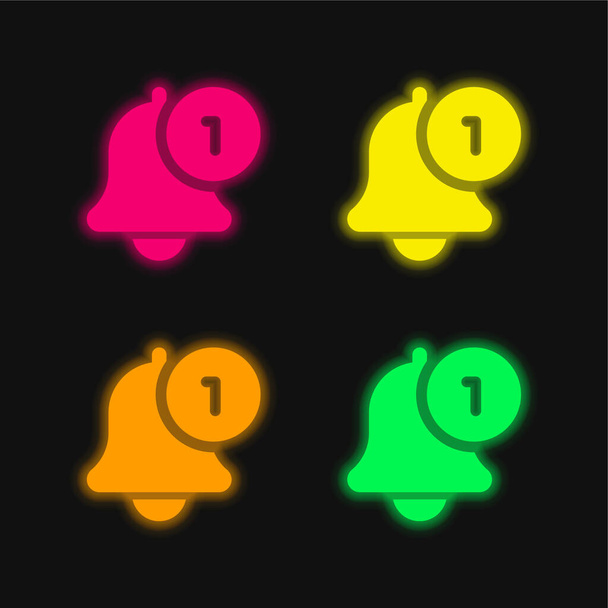 Attiva quattro colori luminosi icona vettoriale al neon - Vettoriali, immagini