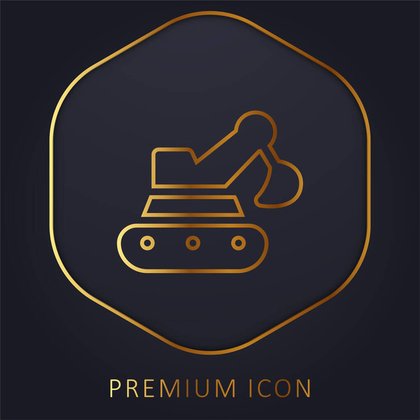 Backhoe golden line premium logo or icon - Vector, Image