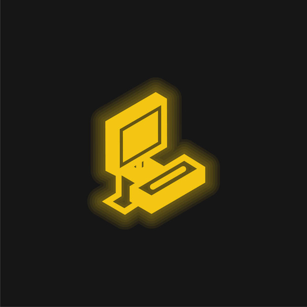 Atari yellow glowing neon icon - Vector, Image