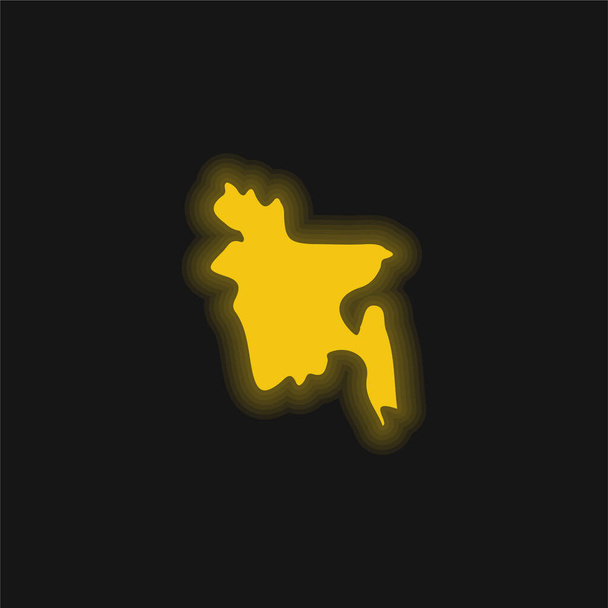 Bangladesh yellow glowing neon icon - Vector, Image