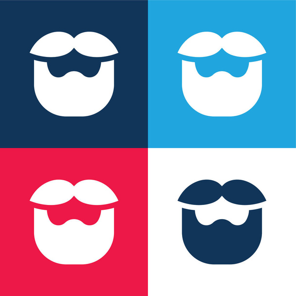 Barbe bleu et rouge quatre couleurs minimum jeu d'icônes - Vecteur, image