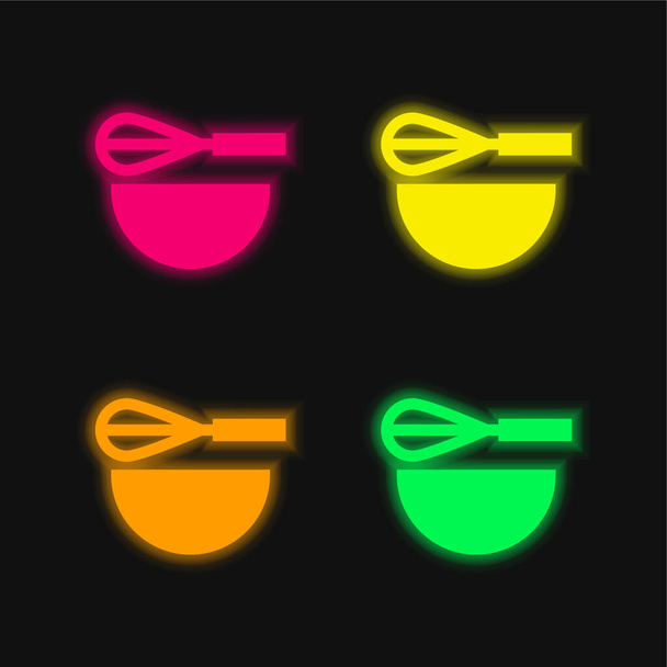 4色の輝くネオンベクトルのアイコンを打つ - ベクター画像