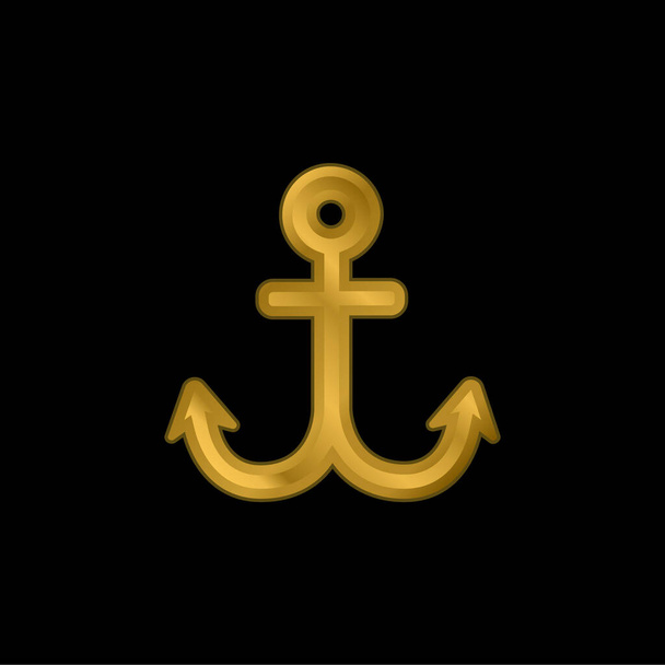 Ancre bateau plaqué or icône métallique ou logo vecteur - Vecteur, image