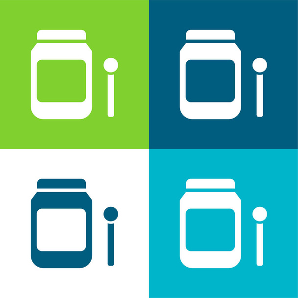 Baby Food Flat four color minimal icon set - Vector, Image