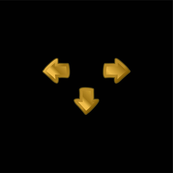 Flechas chapado en oro icono metálico o logo vector - Vector, Imagen