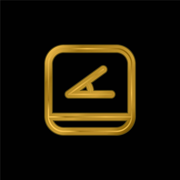 Ângulo botão banhado a ouro ícone metálico ou vetor logotipo - Vetor, Imagem