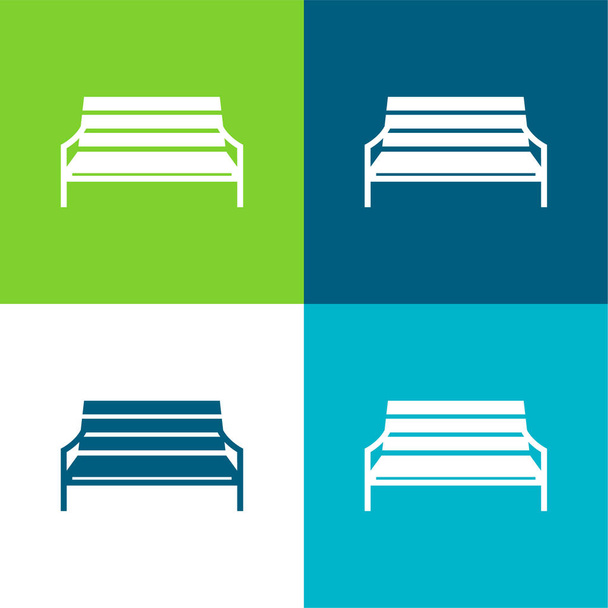 Set di icone minimali a quattro colori piatti da banco - Vettoriali, immagini