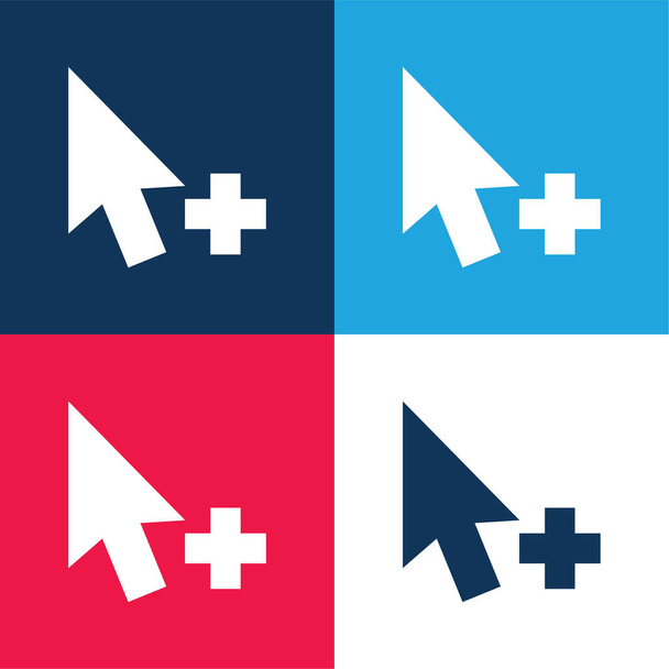 Añadir Cursor azul y rojo conjunto de iconos mínimo de cuatro colores - Vector, Imagen