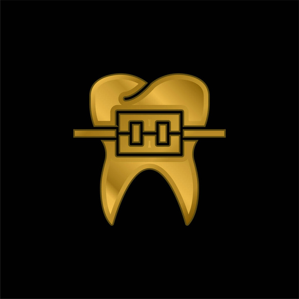Szelki złocone metaliczna ikona lub wektor logo - Wektor, obraz