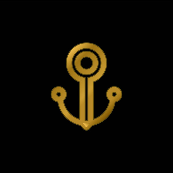 Anker vergoldet metallisches Symbol oder Logo-Vektor - Vektor, Bild