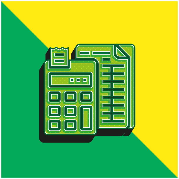 Contabilidad verde y amarillo moderno vector 3d icono del logotipo - Vector, imagen
