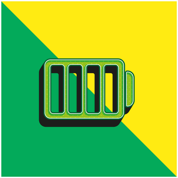 Акумулятор з чотирма порожніми діленнями зелений і жовтий сучасний 3d векторний логотип
 - Вектор, зображення