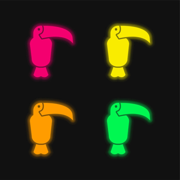 動物の4色輝くネオンベクトルアイコン - ベクター画像