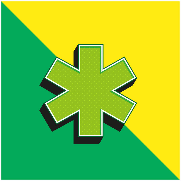 Asterisco Verde e amarelo moderno logotipo do ícone do vetor 3d - Vetor, Imagem
