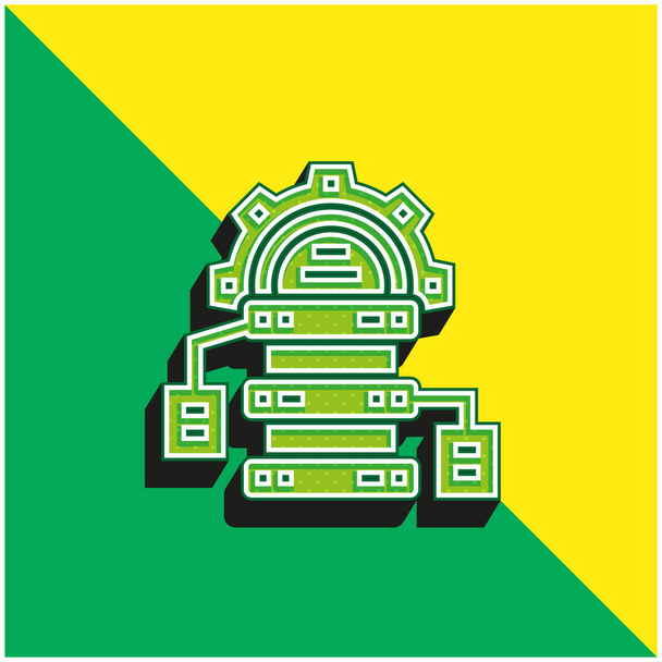 Big Data Vihreä ja keltainen moderni 3d vektori kuvake logo - Vektori, kuva