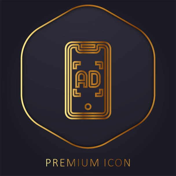 Publicidad línea de oro logotipo premium o icono - Vector, Imagen