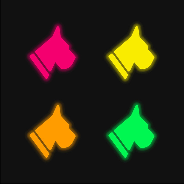 BoxerHead quatro cores brilhante ícone vetor de néon - Vetor, Imagem