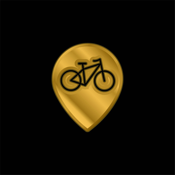 Zona de bicicleta Señal chapado en oro icono metálico o logo vector - Vector, Imagen