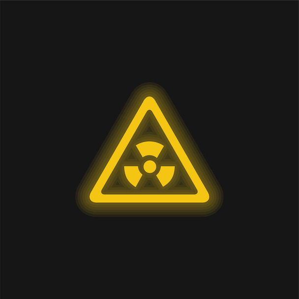 Biohazard Risk Trojúhelníková Žlutá zářící neonová ikona - Vektor, obrázek