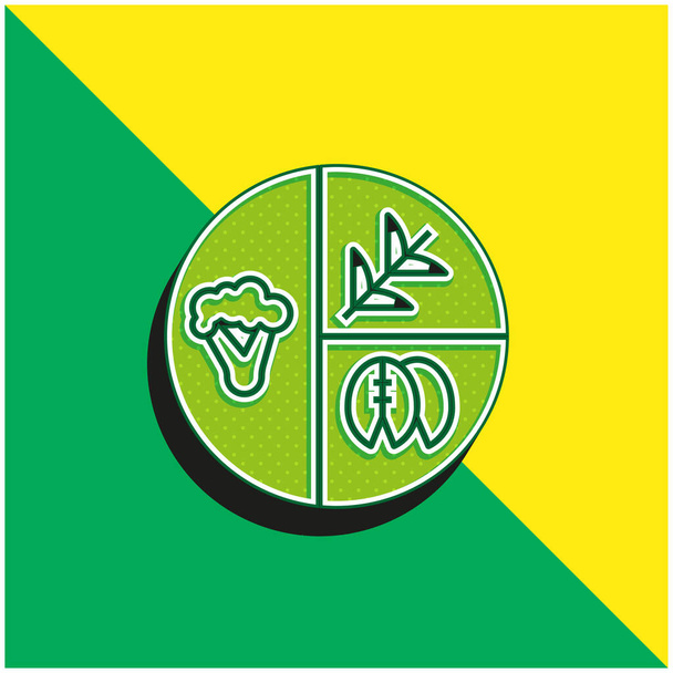 Kiegyensúlyozott étrend Zöld és sárga modern 3D vektor ikon logó - Vektor, kép