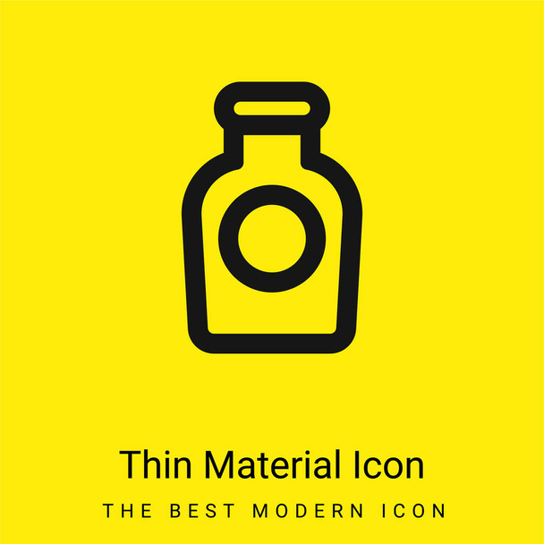 Esquema de botella con etiqueta circular mínimo icono de material amarillo brillante - Vector, Imagen