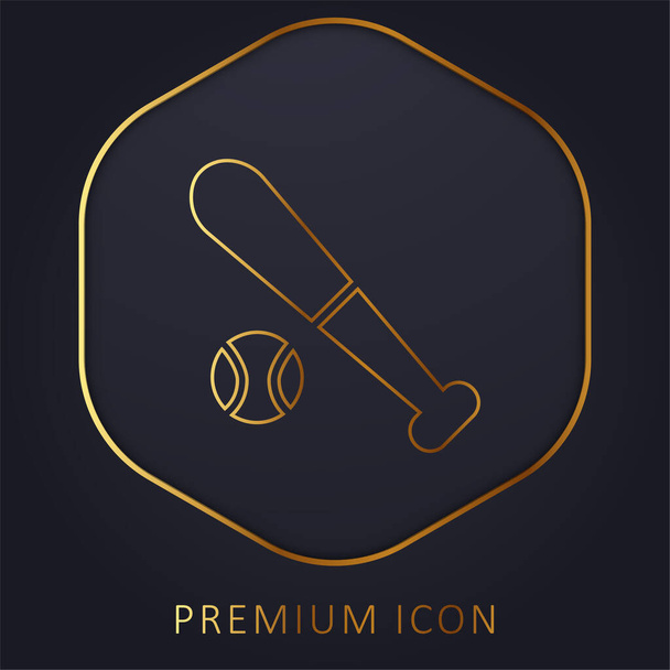 Béisbol línea de oro logotipo premium o icono - Vector, Imagen