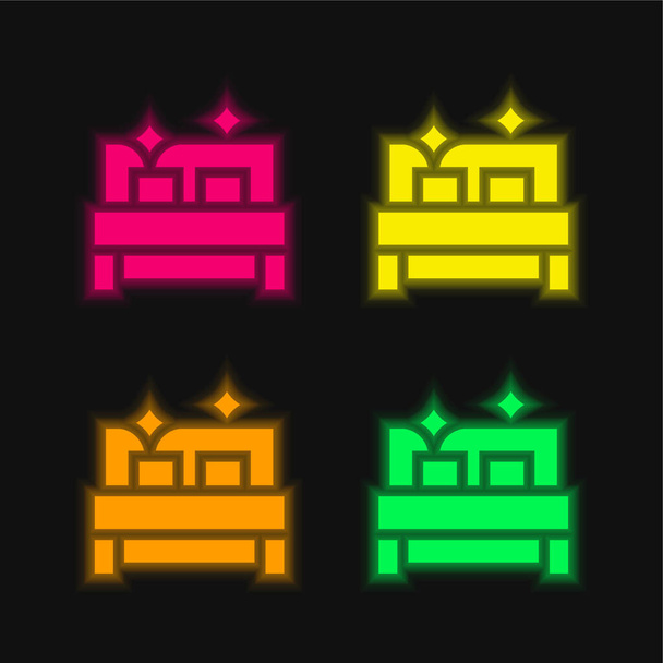 Спальня чотири кольори, що світяться неоном Векторні значки
 - Вектор, зображення