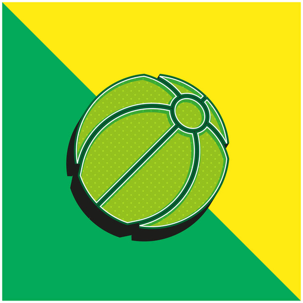 Balle de plage Logo vectoriel 3D moderne vert et jaune - Vecteur, image