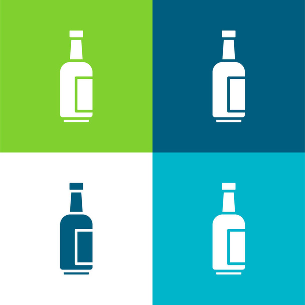 Butelka Flat cztery kolory minimalny zestaw ikon - Wektor, obraz