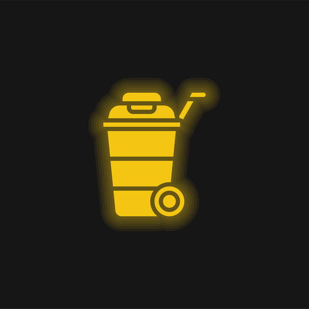 Papelera icono de neón brillante amarillo - Vector, Imagen