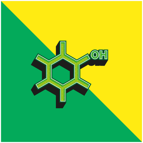 Alcohol Verde y amarillo moderno 3d vector icono logotipo - Vector, Imagen