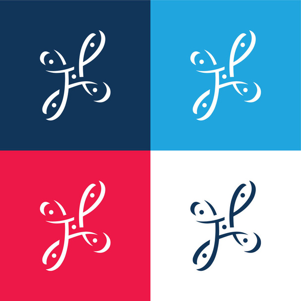 Метро Бангалора Логотип синий и красный четыре цвета минимальный набор значков - Вектор,изображение