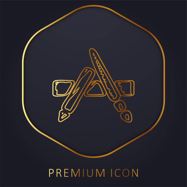 App Sketched Logo golden line premium logo or icon - Vector, Image
