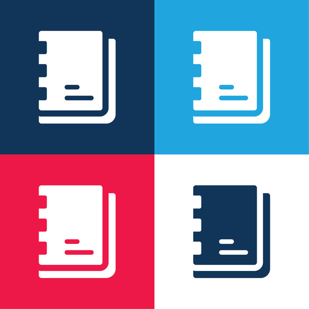Artist Sketchbook blue and red four color minimal icon set - Vector, Image