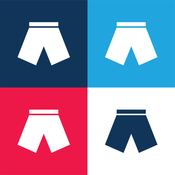 Black Short blue and red four color minimal icon set - Vector, Image