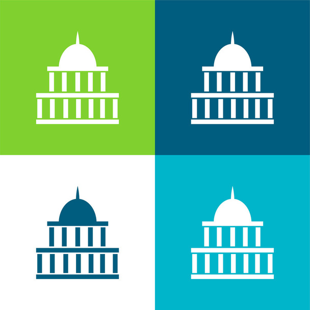 American Government Building Płaskie cztery kolory minimalny zestaw ikon - Wektor, obraz