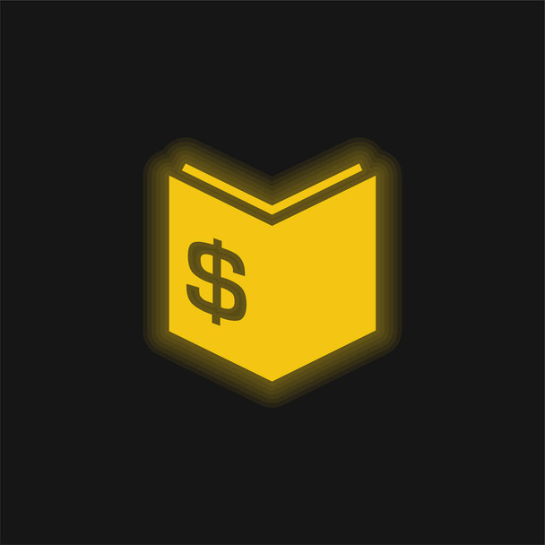 Ekonomi Kitabı Dolar Para İşareti Sarı Parlak Neon Simgesi - Vektör, Görsel