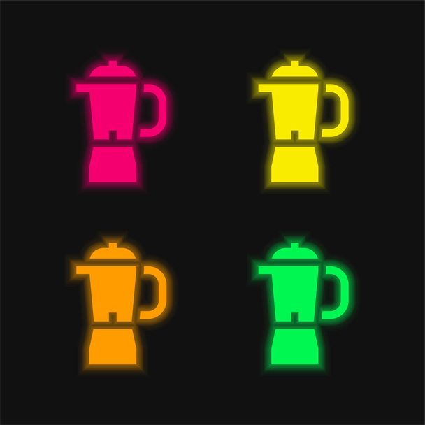Blender quattro colori luminosi icona vettoriale al neon - Vettoriali, immagini