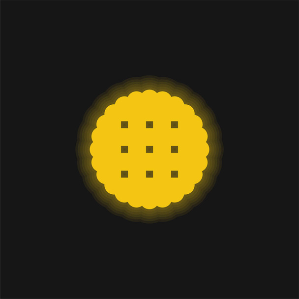 Biscuit yellow glowing neon icon - Vector, Image