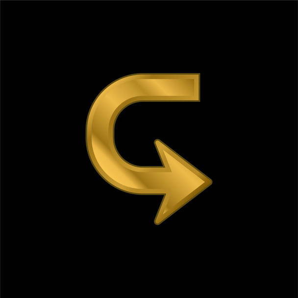 Pfeil in U-Form, um vergoldetes metallisches Symbol oder Logo-Vektor zu drehen - Vektor, Bild