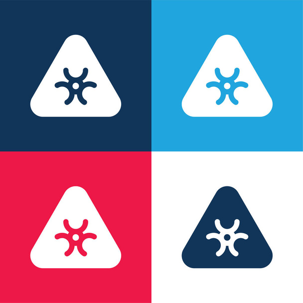 Set di icone minimali a quattro colori blu e rosso Biohazard - Vettoriali, immagini
