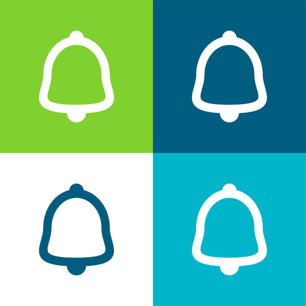 Alarm Bell Outline Flat four color minimal icon set - Vector, Image