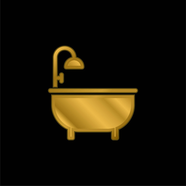 Wektor metalicznej ikony lub logo wanny w kolorze złotym - Wektor, obraz