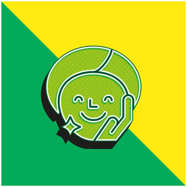 Tratamento de beleza Verde e amarelo moderno logotipo do ícone do vetor 3d - Vetor, Imagem
