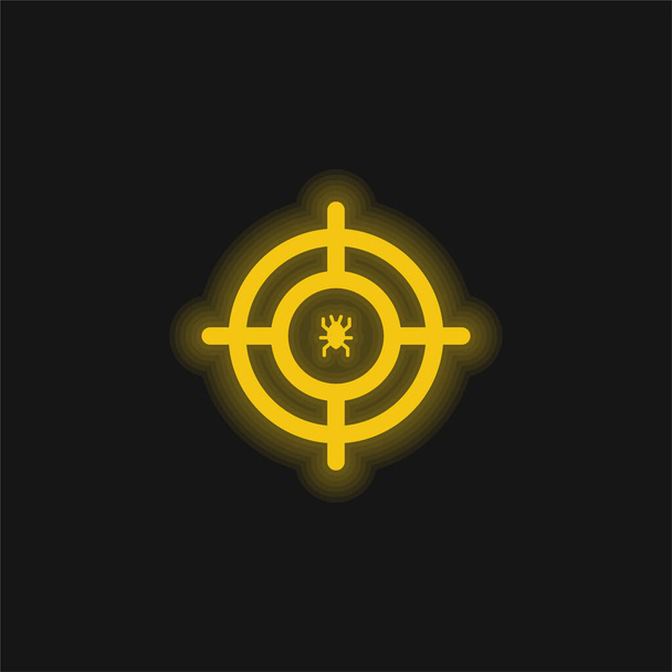 Антивирусный жёлтый светящийся неоновый значок - Вектор,изображение