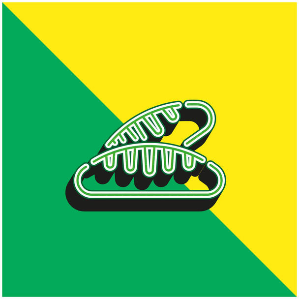 Хлеб Зеленый и желтый современный 3D логотип векторной иконки - Вектор,изображение