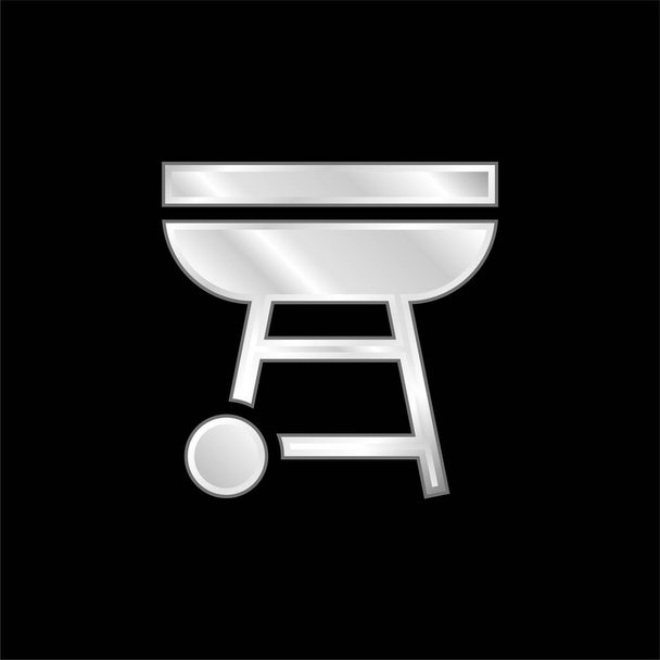 Barbecue icône métallique argentée - Vecteur, image